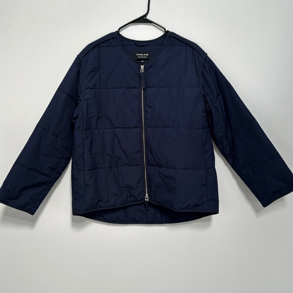 Everlane quilted jacket navy blue